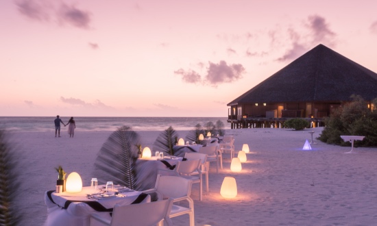 Dinner on the beach at Meeru Maldives