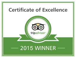 TripAdvisor Certificate Of Excellence Award, 2015, UK